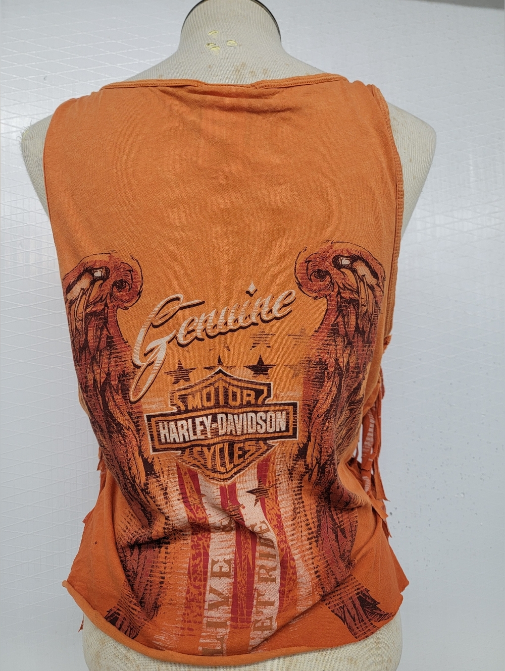 Harley Davidson Fringe Tank Upcycled - Picture 2 of 11